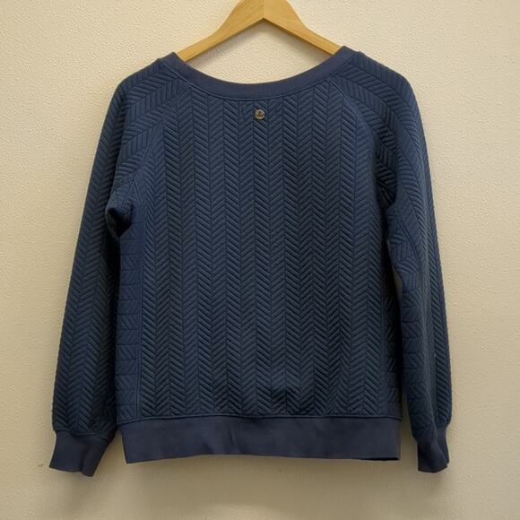 Prana blue cozy quilted sweater with pockets size S - Picture 7 of 8